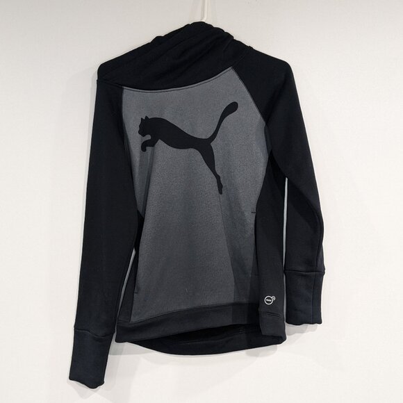 *3/$10* Puma Hooded Sweatshirt Hoodie Black Grey Size Small - Picture 1 of 4